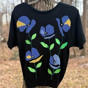 Vintage 90s Floral Knit Grandma Sweater